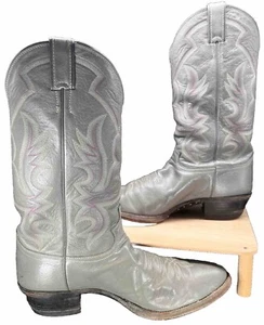 Justin Men's Western Cowboy Boot Size 11.5 D Gray Southwest Horses Line Dancing - Picture 1 of 24