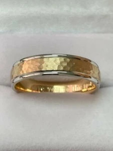 10K TWO TONE GOLD MENS WEDDING BANDS - Picture 1 of 1
