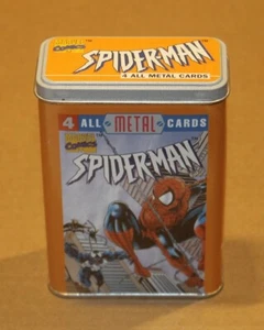 Factory Tin- Set of 4 Metal Spider-Man Trading Cards in Collector Tin 1996 - Picture 1 of 3