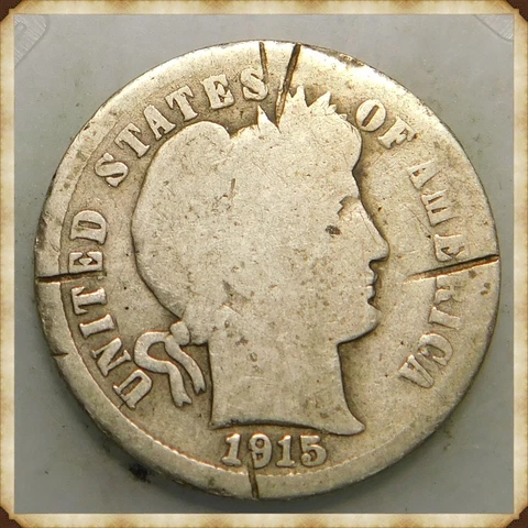 1915 S Barber Dime Raw Not Cleaned, Polished or Dipped  "Actual Coin Pictured" Cover