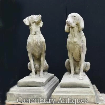 Par de perros guardianes de piedra grandes - guardianes de jardín ingleses Foto 1 de 4