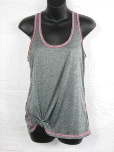 Layer 8 Performance Womens Quick Dry Racer Activewear Tank Top Medium Gray Pink - Picture 1 of 4
