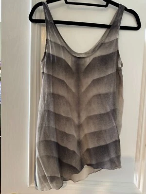 New Helmut Lang High Low Sleeveless Ash Gray Silk Top Blouse Size S - Image 1 of 4