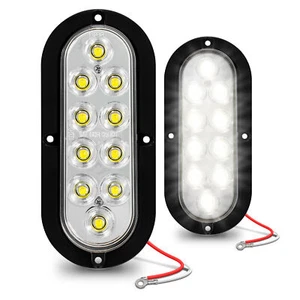 Luz trasera reversa 2 piezas impermeable 6" blanco ovalado montaje en superficie LED remolque barco - Imagen 1 de 8