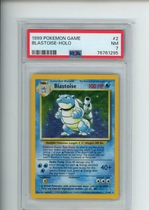 1999 Pokemon Base Set Blastoise 2/102 Unlimited Holo Rare PSA 7 NM (295) - Picture 1 of 2