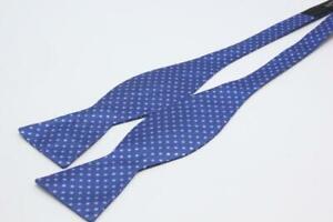 Black & Brown Adjustable Silk Bow Tie. Blue Polka Dot.