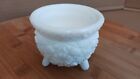 Vintage LE Smith 3 Footed Daisy Button Milk Glass Kettle Style Candle Holder