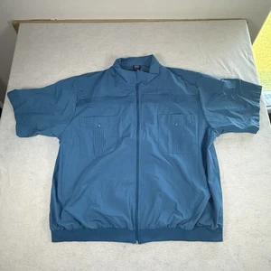 Vintage John Blair Blue Short Sleeve Full Zip Up Shirt Mens Size 3XL TL - Picture 1 of 6