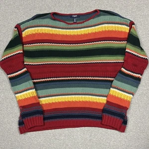 Chaps Ralph Lauren Sweater Womens Size Extra Large Pullover Stripe Southwestern - Picture 1 of 7