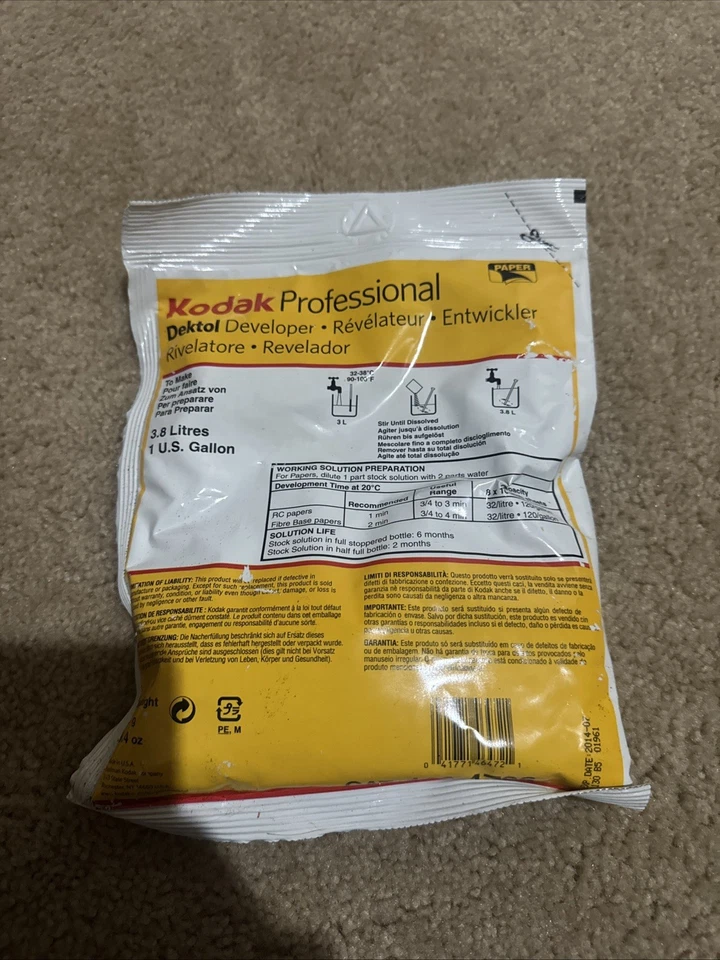 Kodak Dektol Paper Developer 1 Gallon Mix 适用于黑白摄影 — 第 1/2 张图片