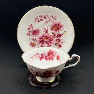 Harleigh Bone China Tea Cup & Saucer Flower With Gold Trim Made In England - Picture 1 of 13