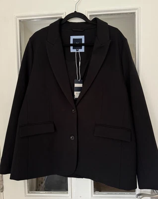 BNWT CREW CLOTHING BLACK PONTE BLAZER JACKET - SIZE 18!! - Image 1 of 4