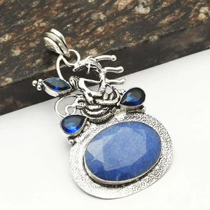 Simulated Sapphire Tanzanite Gemstone Ethnic Pendant Jewelry 2.8" AP-54492 - Picture 1 of 1