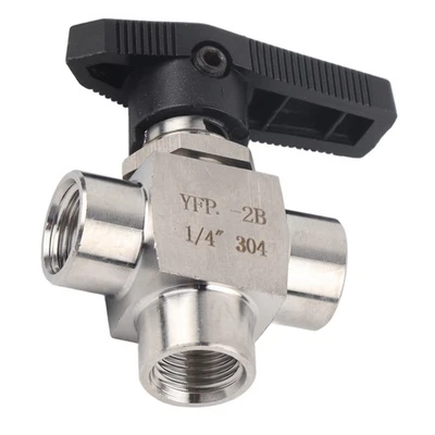 3 Way Ball Valve BSPP Female Thread Valve For Water Pipe Control BSPP 1/4in - Image 1 of 4