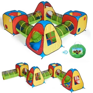 8 in 1 Pop Up Kinder Spielzelt Haus mit 4 Tunneln, 4 Zelten für Jungen, Mädchen... - Bild 1 von 9