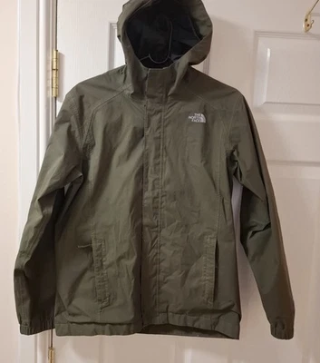 The North Face boys dark green raincoat jacket age 12-13 year Pit to Pit 19 inch - Image 1 of 4