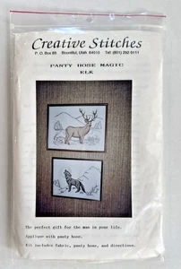 VTG Applique KIT Elk Cabin Lodge Craft Creative Stitches Panty Hose Magic - Picture 1 of 5
