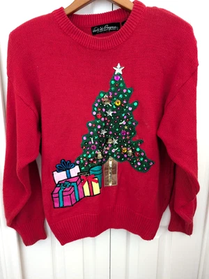 Vintage Sequin and Beaded Christmas Sweater - Image 1 of 4