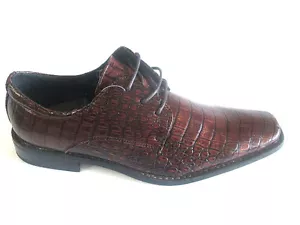 Trevi Como Marrón Con cordones Oxford Zapatos de Vestir Patrón de Cocodrilo Plantilla de Cuero - Imagen 1 de 5