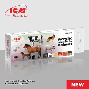 Acrylfarben Set für Tiere - braun, weiß, schwarz - ICM 3061 - Bild 1 von 7