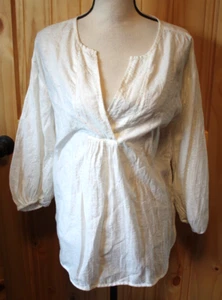 Lou & Grey by Loft Tunic Poet Blouse Top Crisp White Summer NEW XS - Picture 1 of 3