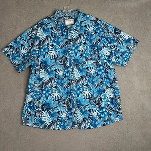 Free Planet Hawaiian Shirt Mens 4XL Blue Tropical Island Vacation Luau Floral - Picture 1 of 10