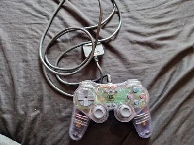 GAMESTER Controller for Sony Playstation 1 PS1 Clear/Blue - Image 1 of 3