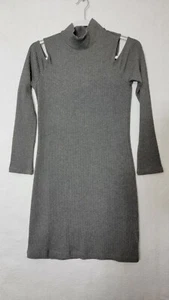 NWT Splendid Women's Large Gray Dress "Cold Shoulder Waffle Knit" SD11061 - Picture 1 of 9