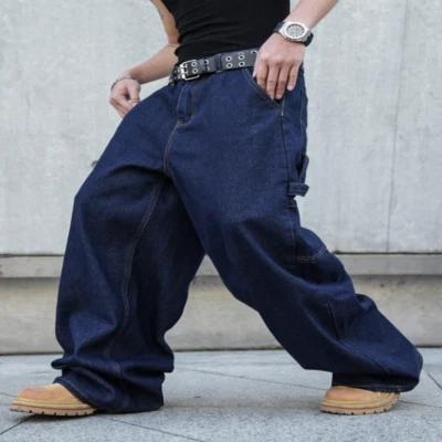 Herren Wide Leg Carpenter Jeans | Y2K Streetwear Baggy Fit - Bild 1 von 4