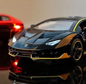 Black Thunder Lamborghini Alloy Model With Butterfly Doors N Working Lights 1:32 - Picture 1 of 13