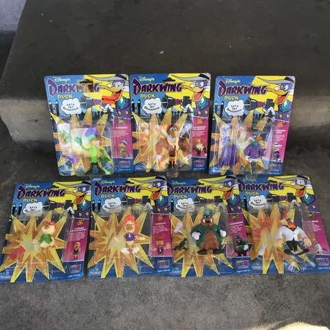 Vintage Lot of 7 1991 Darkwing Duck Playmates Disney Action Figures Bushroot Cover