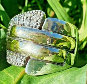 Big Two Tone Sterling Silver & 9k Gold with CZ hallmarked - Bild 1 von 10