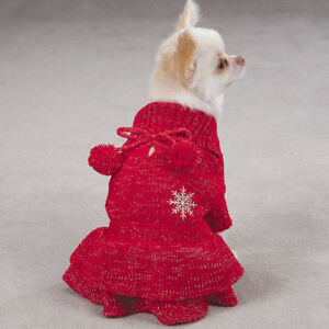 East Side Collection PAGEANT Dog Dress Sparkling Pullover Pom Poms Christmas 