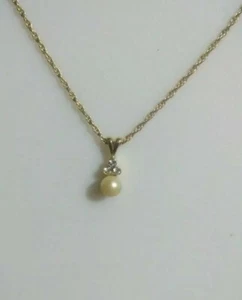 Vintage Faux Perle Tropfen Strass Halskette 16" goldfarben - Bild 1 von 10