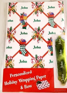 JOHN Envoltura de Regalo de Navidad Personalizada, Papel de Envolver de Navidad con Tirador - Imagen 1 de 2