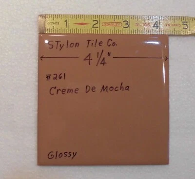 1 pc. Marrón mediano: azulejo de cerámica brillante de 4-1/4" de Stylon Tile Co. nuevo stock antiguo Foto 1 de 4