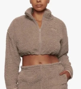 SKIMS AP-ZIP-0878 Womens Teddy High Pile Fleece Crop Full Zip Jacket Sz 4X - Picture 1 of 6