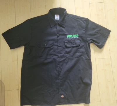 Hombre OVERKILL "THE ELECTRIC AGE WORLD TOUR 2013" Dickies Camisa de Trabajo Negra, L Foto 1 de 4