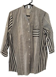 Women's Striped Button Down Shirt, Blouse Size L - Picture 1 of 2