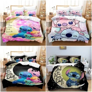 3D Lilo Stitch Cartoon Duvet Cover Bedding Set Single Double Pillow case Gift - Picture 1 of 19