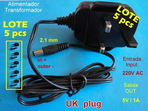 CARGADOR ALIMENTADOR 5V 1A UK Reino Unido. ADAPTER CHARGER UK. Lote 5 pcs - Imagen 1 de 1