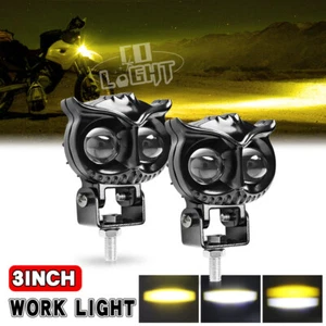Owl LED Work Lights Bar Fog Driving Spot Pods Offroad SUV ATV Truck Yellow White - Picture 1 of 8
