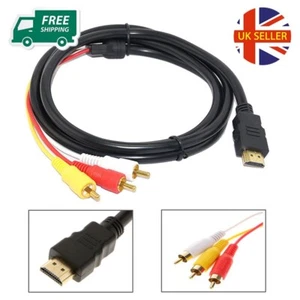 TESTED 5ft HDMI to 3 RCA Red White Yellow Cable AV Audio Video Lead Universal TV - Picture 1 of 6