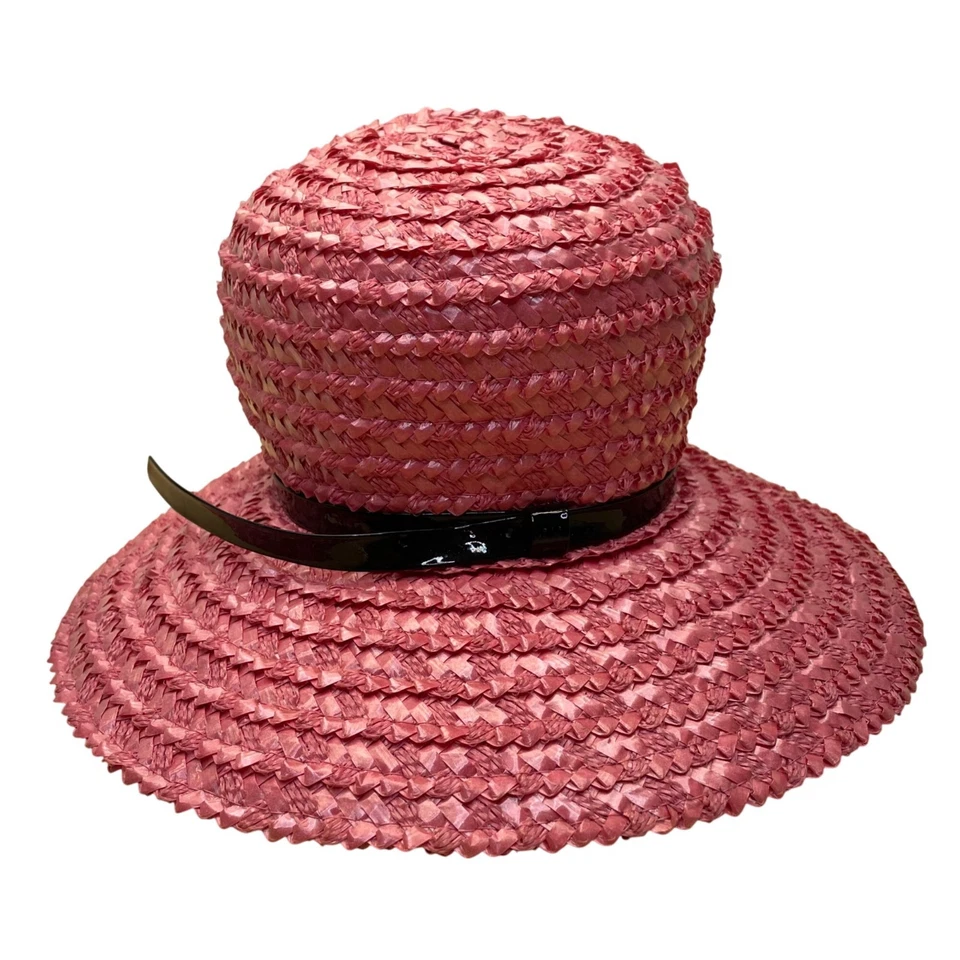 Sombrero de Paja Rosa Beresford Para Mujer Tejido Ala Ancha Iglesia Cloche Estilo Banda Negra T Foto 1 de 4