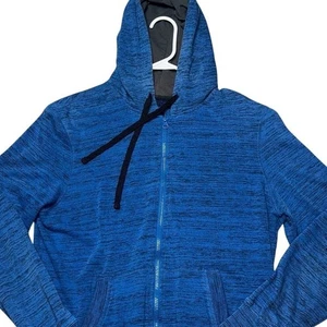 Blauer Hoodie mit durchgehendem Reißverschluss für Herren Gr. M - leichtes Strickpullover meliert - Bild 1 von 5