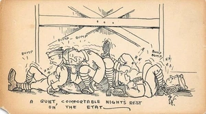 "Night's Rest On the Etat" Soldiers Military WWI Comic c1910s Vintage Postcard - Picture 1 of 1