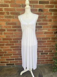 Vintage Shadowline weißes Nylon Full Slip Nachthemd Cottagecore Kleid - Größe 34 - Bild 1 von 10