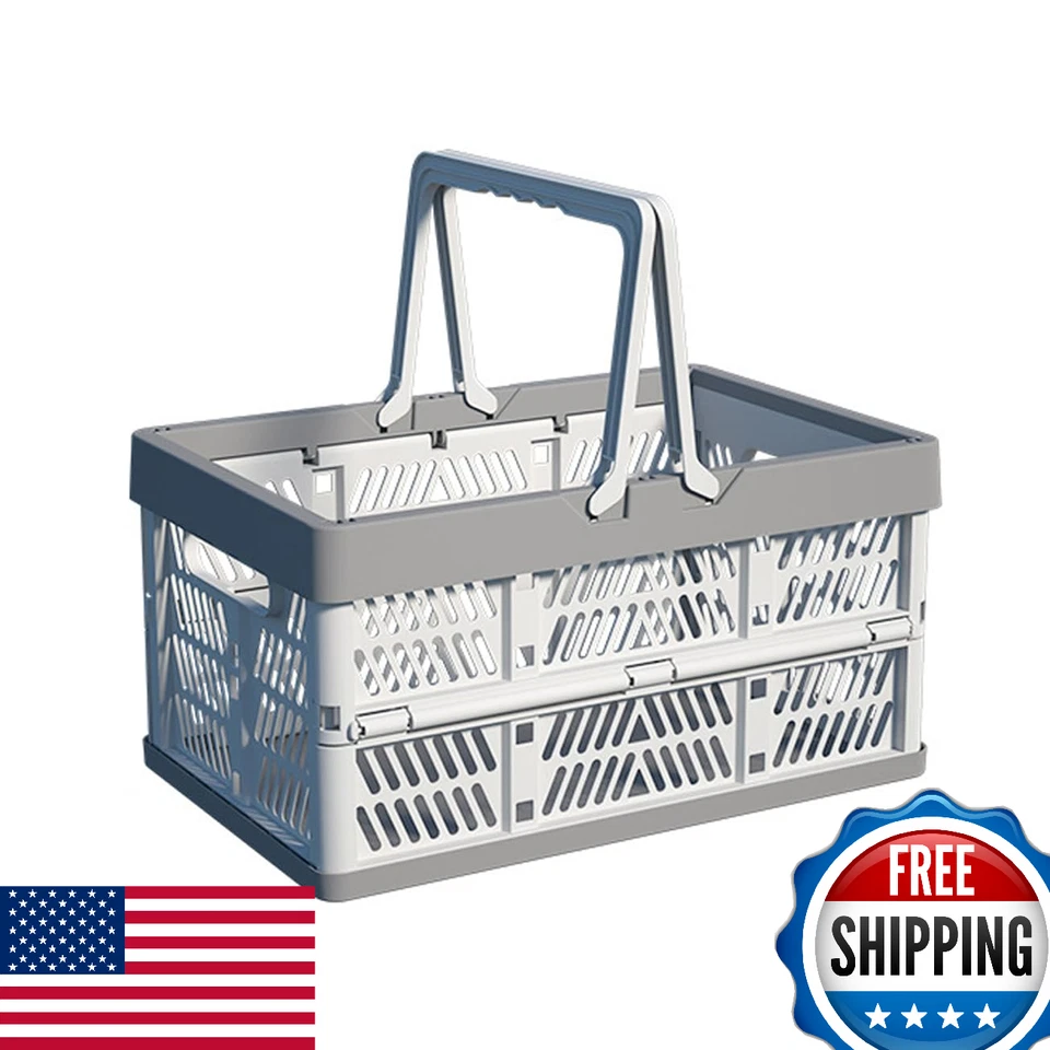 Caja de almacenamiento de plástico plegable VIGAER 20 L - Cubo con mango plegable blanco/gris Foto 1 de 4