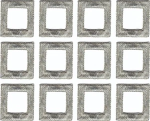Silver Rectangle Patch (1 1/4" in) Cut out Embroidered Iron on Sew on Lot of 12 - Picture 1 of 2