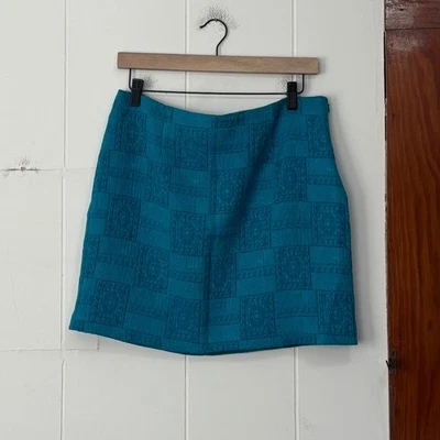 Minifalda FOREVER 21 contemporánea turquesa texturizada retazos talla L Foto 1 de 4